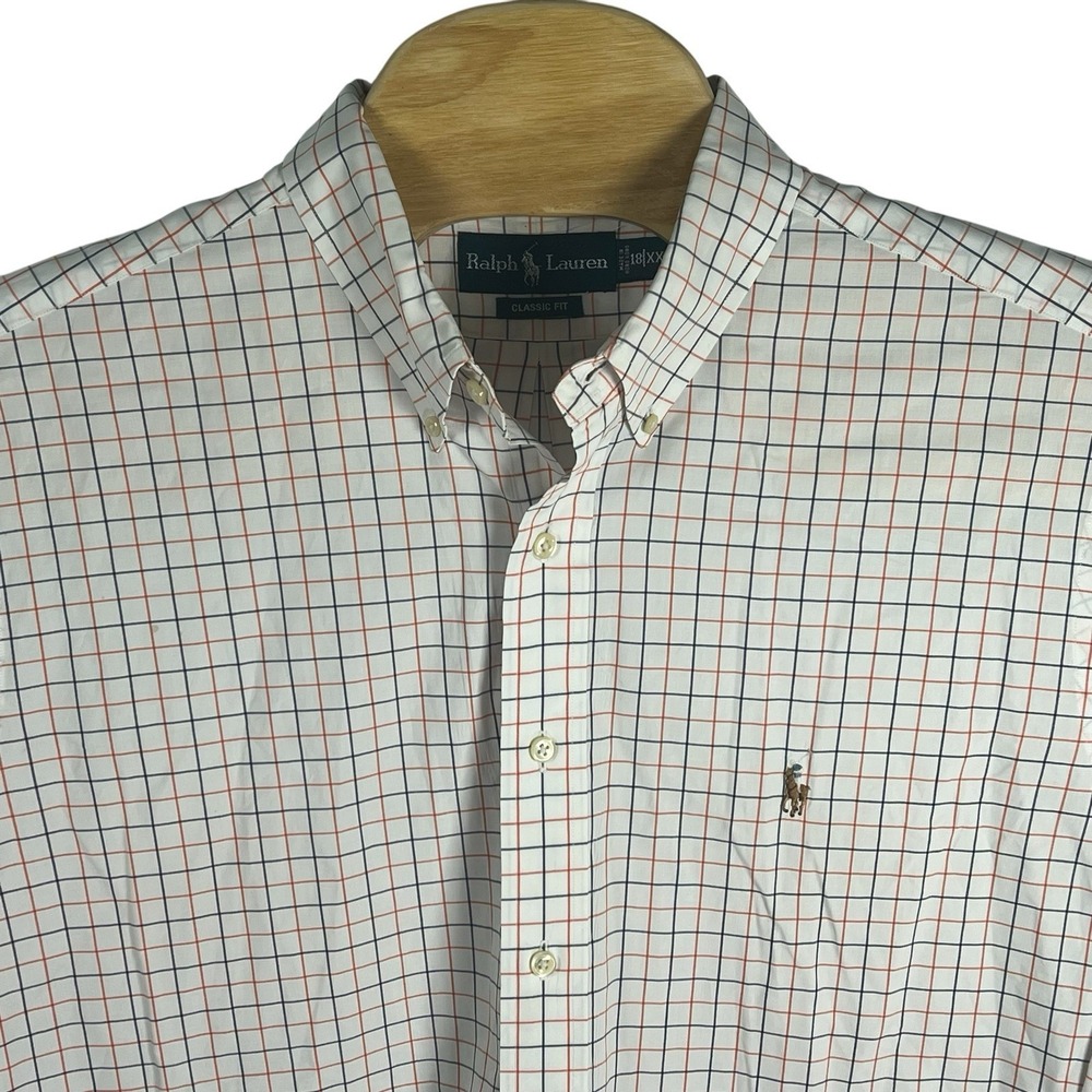 Ralph Lauren Classic Fit Men XXL Cotton Window Pane Check Long‎ Sleeve Shirt